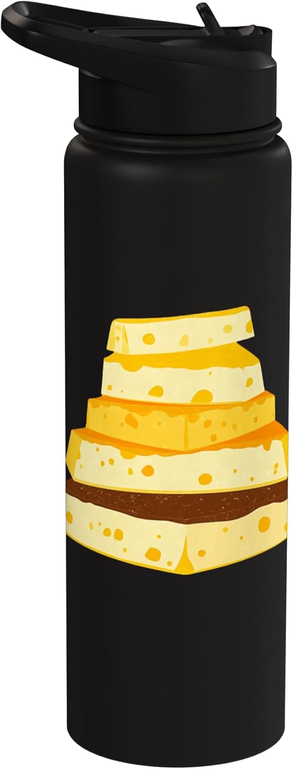 Nostalgic Cheese Lover Design Cheese Block Pyramid For Food Enthusiasts Stainless Steel Insulated Water Bottle