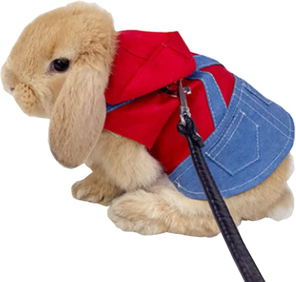 Small Pet Costume Rabbit Clothes, Ferret Hoodies Sweatshirt, Bunny Vest Harness and Leash Set for Small Breeds