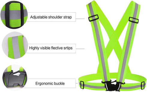 Reflective Vest Running Gear 3Pack, Adjustable High Visibility Reflective Belt Straps