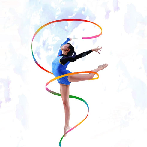 HUIANER Dance Ribbons Streamers, Rhythmic Gymnastic Ribbon Wands for Children Art Dances, 2 Pieces