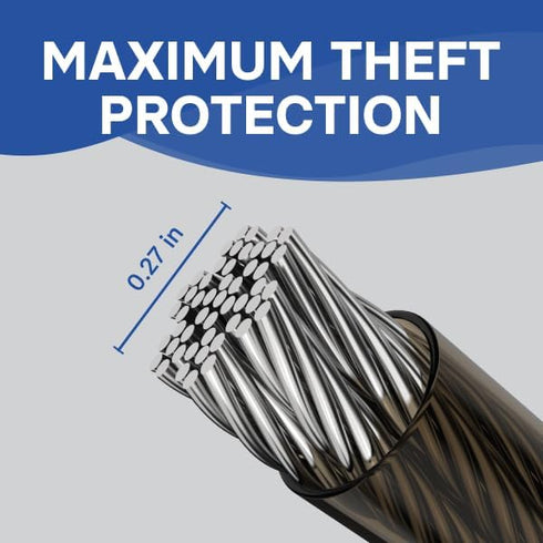 Heavy Duty Security Cable for Bike & Bicycle - 65 ft Universal Steel Looped Cable for Outdoor Generator Protection