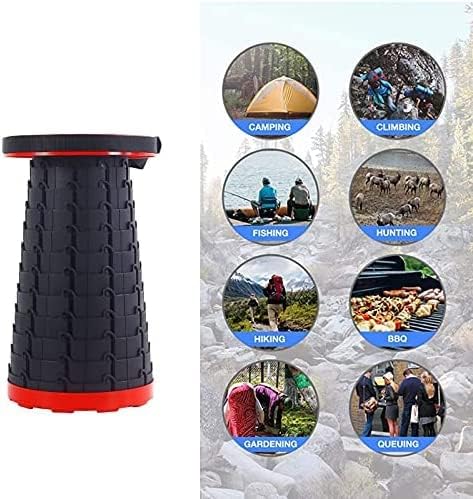 AZM Displays Retractable Folding Stool, Collapsible Portable Chair, Sturdy Telescopic Stool, Lightweight for Camping