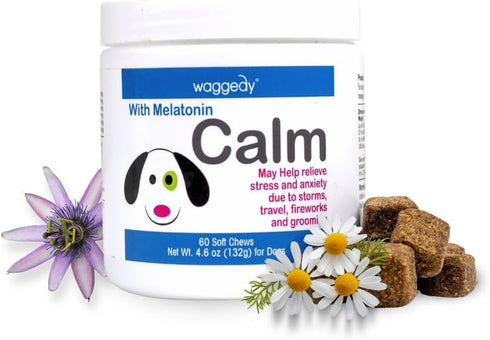 Calm with Melatonin - Calming Chews for Dogs to Manage Stress & Anxiety Relief (60 Chews)