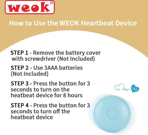 WEOK Heartbeat Puppy Toy, Comfort Cuddler Pillow, Dog Anxiety Relief Calming Aid,Heartbeat Stuffed Toy for Dogs,Puppy