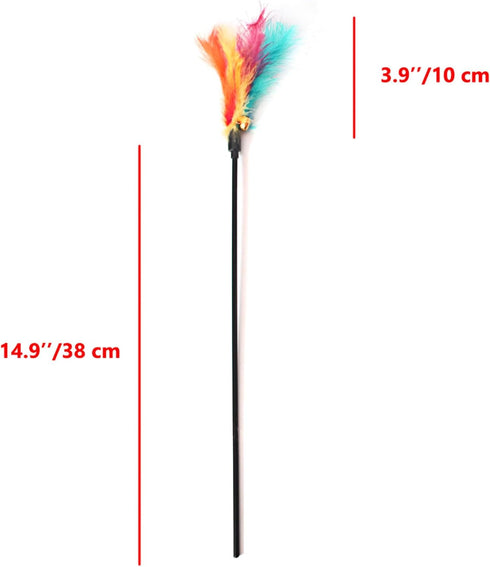 IUHKBH Cat Wands - 6 PCS Colorful Feather Stick Flexible Kitten Wand Interactive Cat Toys for Your Kitty