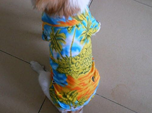 Tangpan Hawaiian Beach Coconut Tree Print Dog Shirt, Summer Camp Shirt, Yellow, XL