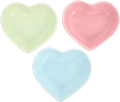 POPETPOP 3Pcs Heart-Shaped Ceramic Hamster Food Bowl - Compact Size, Sufficient Quantity, Wide Application Pet Feeder