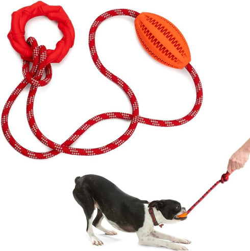 Interactive Dog Chew Toy with Rope for Aggressive Chewers - Treat Dispensing, Toothbrush for Pet Teeth Cleaning