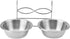 Stainless Steel Double Hanging Pet Feeding Station with Hook, Water and Food Bowls for Small Dogs and Cats