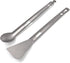 HUIOP Titanium Tongs, Multi-Purpose BBQ Serving Tongs with Spork and Serrated Spatula for Camping and Cooking