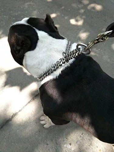 Chain Dog Collar - High Polished Silver Cuban Link Metal Stainless Steel Heavy Duty for Medium Dogs (15MM, 22")