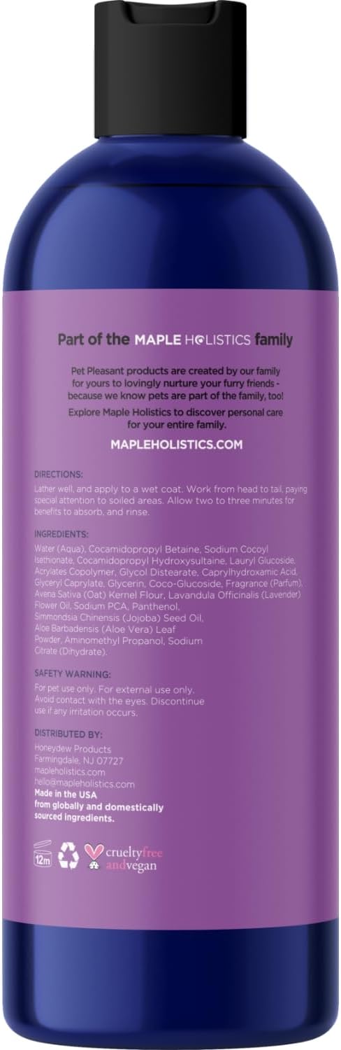 Soothing Oatmeal Shampoo for Dogs - Cleansing and Moisturizing Aloe & Oatmeal Dog Shampoo (Lavender Vanilla)
