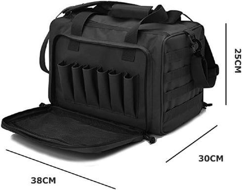Waterproof Large Capacity Molle System Tactical Gun Range Bag for Handguns, Pistols, Ammo Magazine Accessories