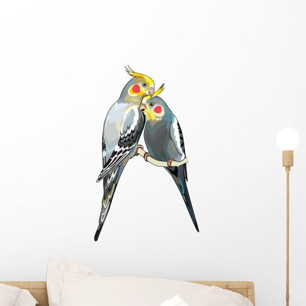Wallmonkeys Cockatiels Peel and Stick Wall Decals - 18 in H x 11 in W - Small