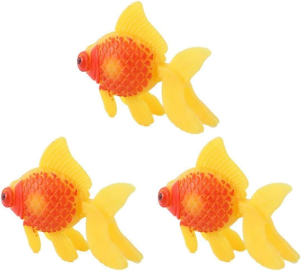 3 Pack Artificial Aquarium Fishes – Gold and Orange Plastic Moving Fish Ornament Decoration for Fish Tank