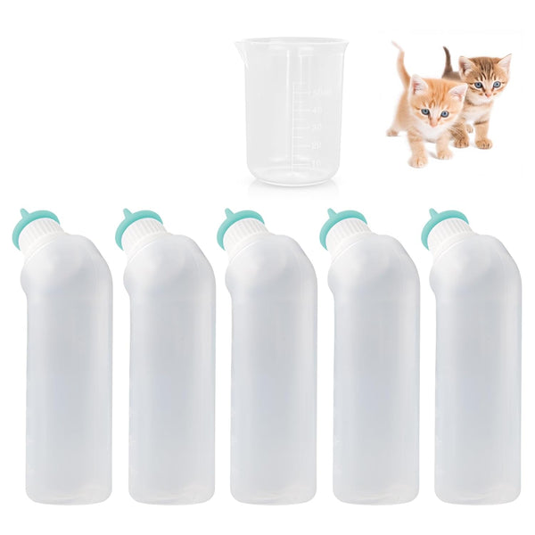 Xuandea 5Pack Kitten Bottle for Nursing Puppy Milk Kitten Bottles Feeding Kit Silicone