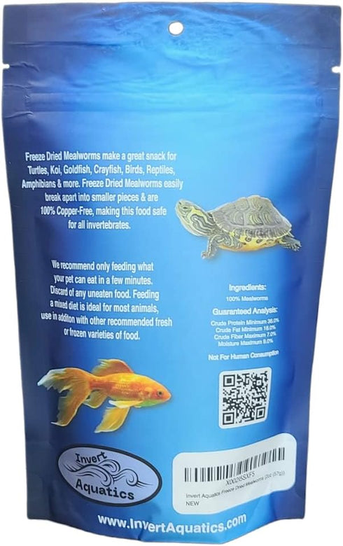Freeze Dried Mealworms for Turtles, Cichlids, Koi, Birds & More - 2oz (56g)