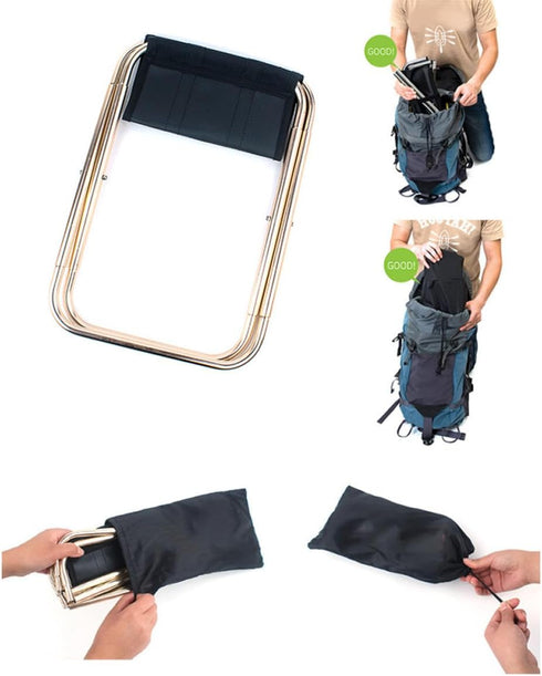Happyyami Portable Lightweight Outdoor Folding Chair Black Oxford Fabric Breathable Camping Fishing Hiking Picnic Seat