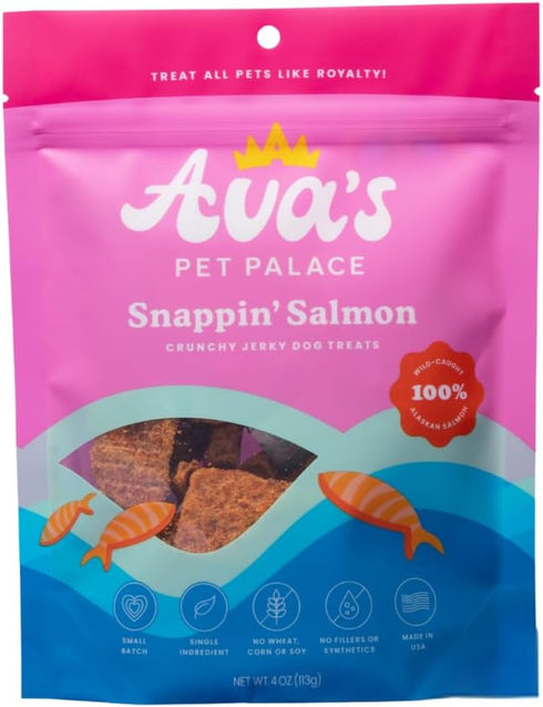 Avas Pet Palace Snappin Salmon Air-Dried Wild-Caught Salmon Jerky Dog Treats |