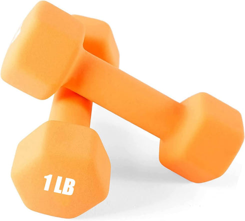 Portzon Weights Dumbbells Set of 2, 10 Colors Options, 1-15 LB Neoprene Dumbbells, Anti-Slip, Hex Shape