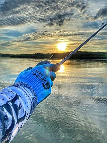 Gorilla Grip MAX Fingerless Gloves, Breathable Work and Fishing Gloves with Ribbed Gripping Surface, Blue and Black,