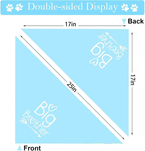 2 Pack Big Sister Big Brother Dog Bandanas, Adjustable Double Sided Pet Bandana for Pregnancy Announcement, Triangle
