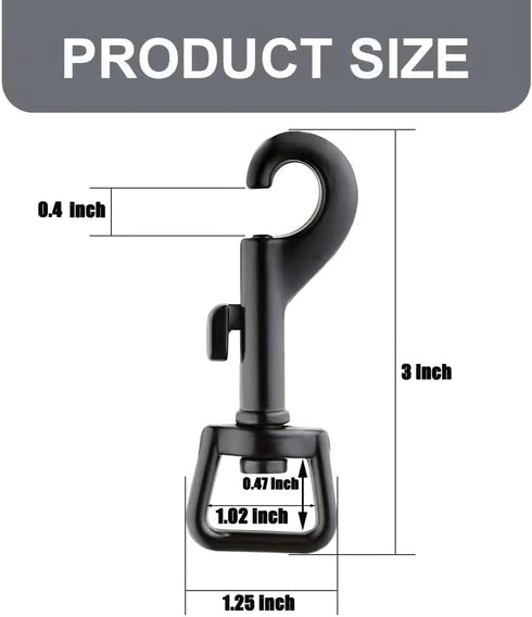 Black Heavy Duty Swivel Eye Bolt Snap Hooks - 3 Inch Dog Leash Clips, 8 Pcs Trigger Snaps Leash Clasp Hooks