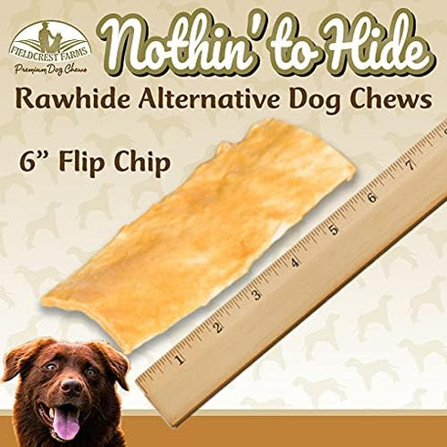 Fieldcrest Farms Nothin to Hide Flip Chips Dog Chews - All Natural Rawhide Alternative, Chicken, Beef or Peanut Butter
