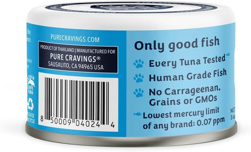 Tuna Flakes in Tuna Consommé, Canned Wet Cat Food Soup, 100% Mercury-Tested, 3oz, Pack of 12