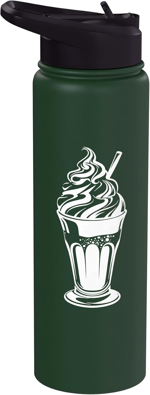 Funny Ice Cream Seller Graphic Shirts Ice Cream Cup Drawing Frozen Dessert Sorbet Stainless Steel Insulated Water Bottle