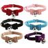 AKOAK Adjustable PU Leather Pet Dog Bowknot Lead with Bell Necklace, Pink