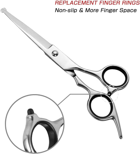 Chibuy Dog Grooming Scissors with Safety Round Tips, 4CR Stainless Steel for Dogs, Cats & Furry Animals