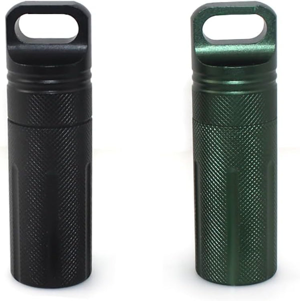 SENHAI Air-Tight EDC Accessory Case | Waterproof Pill Capsule Fob Bottle, 2 Pack Aluminum Outdoor Dry Containers