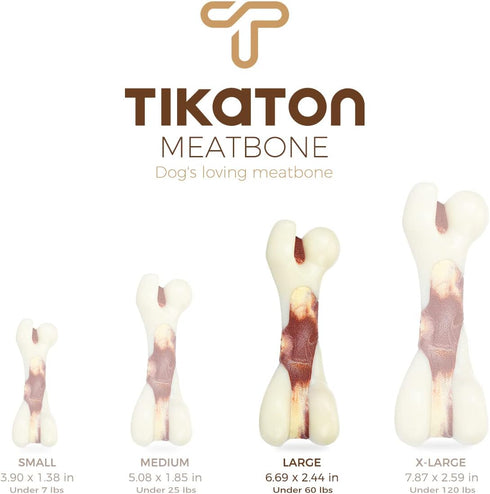 Tikaton Dog Chew Toys for Aggressive Chewers, Durable Beef Flavor Teething Bones for All Puppies