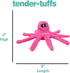 Snuggle Puppy Tender-Tuffs Small Dog Toy, Pink Plush Octopus for Small Breeds with Squeaker
