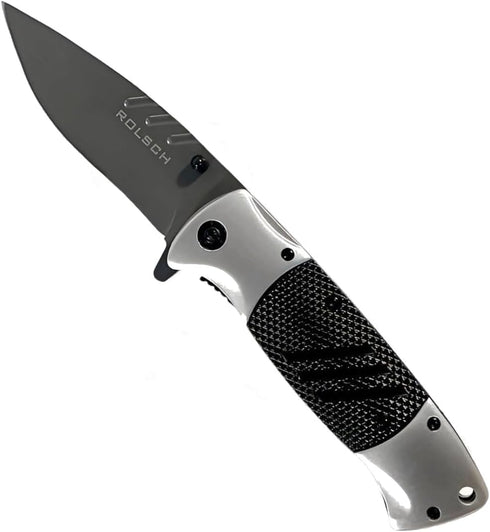 Spring Assisted Folding Pocket Knife - Tactical EDC Survival Knife for Men with Stainless Steel Blade, Aluminum Handle, and Pocket Clip by ROLSCH