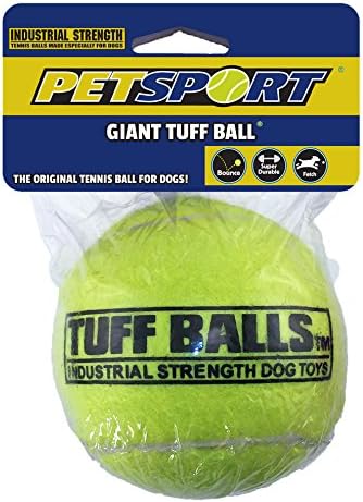 PetSport Yellow Tennis Ball Dog Toys | 1 Pack Mega (6") Tuff Balls for Extra Large Dogs | Pet Safe Non-Toxic Industrial Strength Felt & Rubber | Exercise, Train or Toss at Dog Park by PetSport