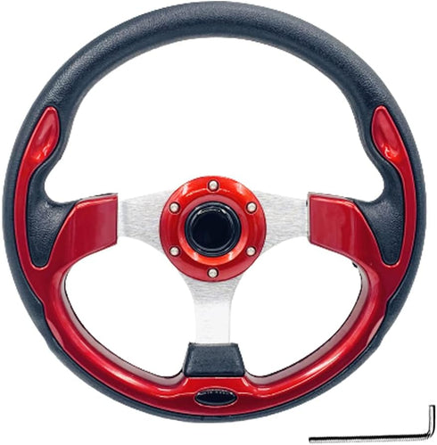 Universal 12.5” Red Golf Cart Steering Wheel for Club Car, EZGO RXV, TXT, Yamaha, Precedent, Tempo, DS