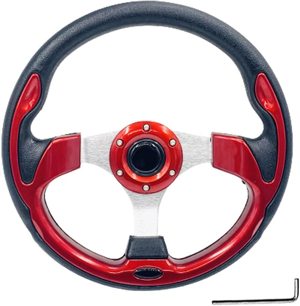 Universal 12.5” Red Golf Cart Steering Wheel for Club Car, EZGO RXV, TXT, Yamaha, Precedent, Tempo, DS