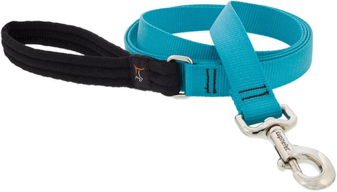Lupine Padded Handle Aqua Dog Leash, 1" wide, 6-foot Long