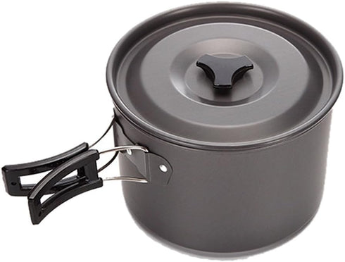 Lightweight 4-5 Person Camping Cookware - 4 Piece Pan Pot Set for Outdoor Activities
