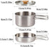 zaoalife 2pcs Set Set Backpacking Camping Cookware Outdoors Stainless Steel Cookware Non-Stick Lightweight Pot Pan
