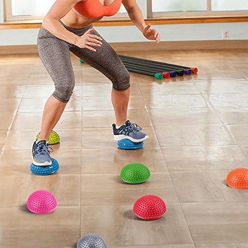 VGEBY Inflatable Foot Massage Ball - Half Yoga Balls for Massage Point Fitball Exercises Trainer Fitness (Orange)