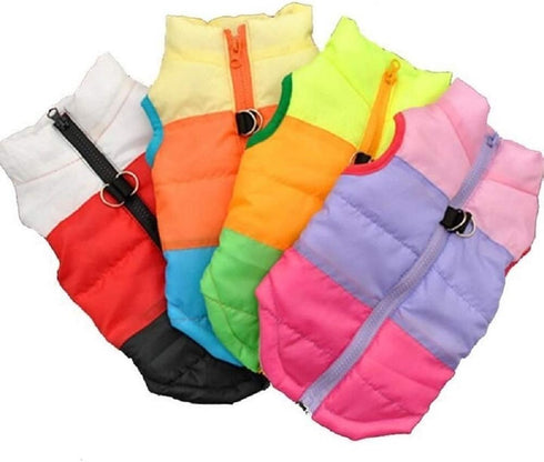 Quilted Striped Color Block Puffer Vest Coat for Small Pets, Dogs and Cats (S, Orange Blue)