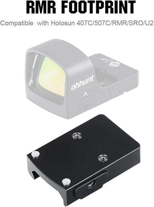 ohhunt Optics Picatinny Mount Compatible with holosun 407C/507C/508T and for RMR Footprint Red Dot