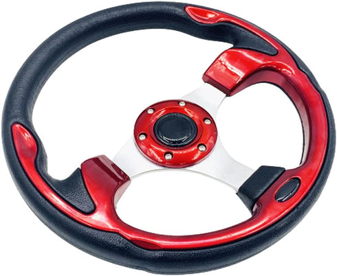 Universal 12.5” Red Golf Cart Steering Wheel for Club Car, EZGO RXV, TXT, Yamaha, Precedent, Tempo, DS