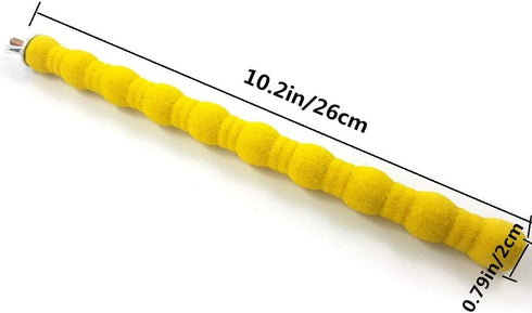 Litewoo Yellow Pet Bird Perch for Small Medium Birds, Nature Wood Quartz Sand Branch, 10.2in Cage Accessories