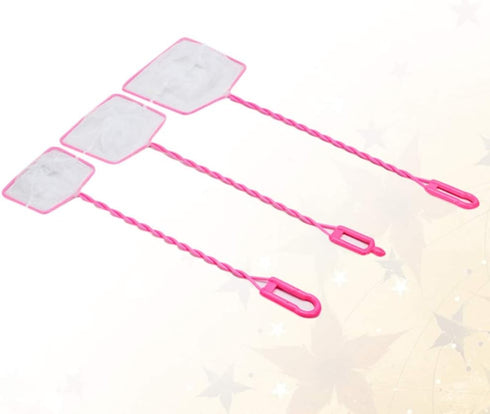 POPETPOP 3pcs Aquarium Fish Net, Fishing Nets for Fish Tank Lakes Ponds Saltwater (Pink 4/5/6 Inch)
