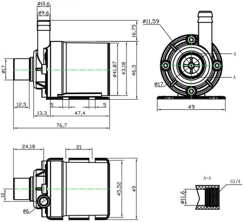 ZAOJIAO Brushless Centrifugal Submersible Water Pump 800L/H for Fountain Pool Solar Circulation System (DC 12V)