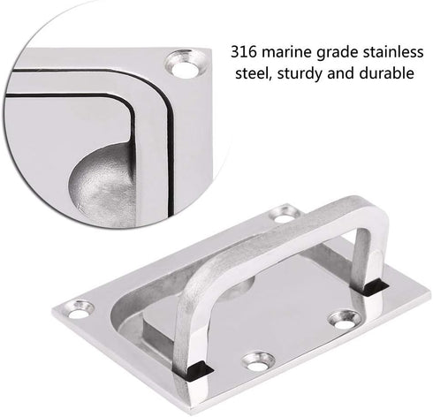 Tbest Flush Ring Pull Handle, Stainless Steel Boat Flush Hatch Locker Cabinet Pull Handle for Marine Yacht Boating